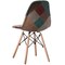Fabulaxe Modern Fabric Patchwork Chair w/Leather and Suede Like Tones w/Wooden Legs, PK 2 QI004326.2 - alternate 4